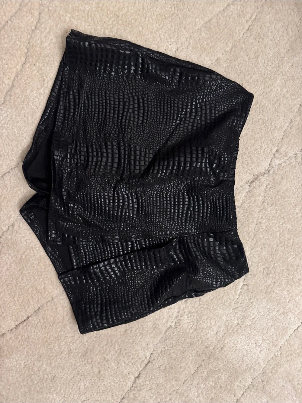 High-Waist Textured Black Women’s Shorts